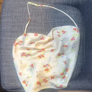 Zara Satin Effect Floral Drape Neck Halter Top (NEVER WORN)